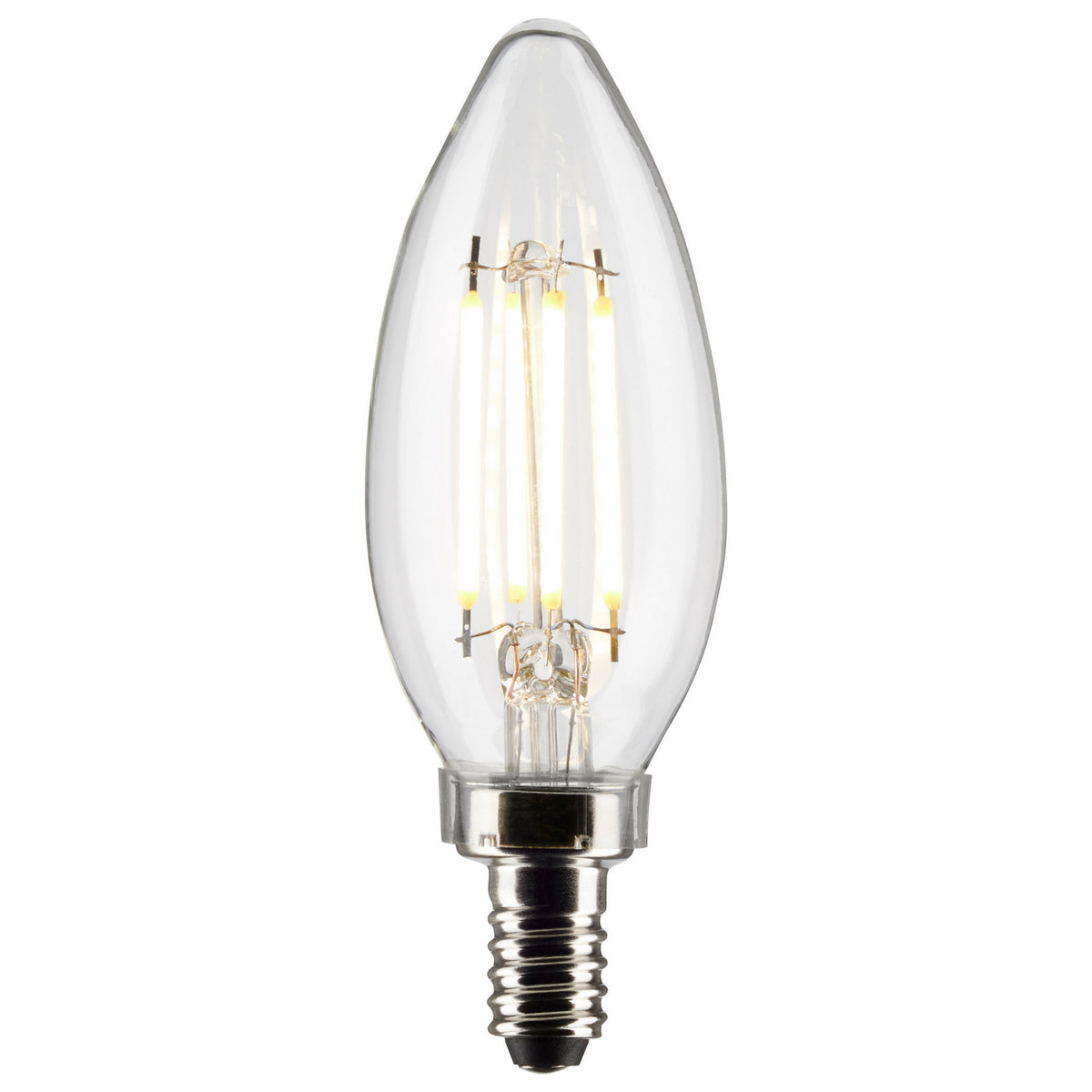 (4-Pack) Satco S21267 4W LED B11 Torpedo Bulb, E12 Base, 4000K, 350 Lumens, Clear