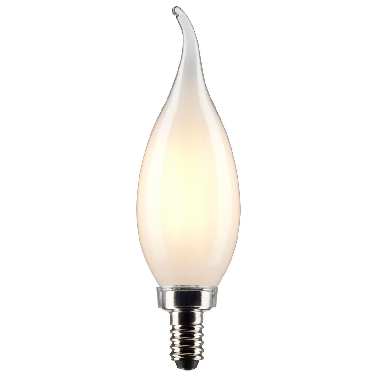(4-Pack) Satco S21301 4W LED CA10 Candle Bulb, E12 Base, 3000K, 350 Lumens, Frost
