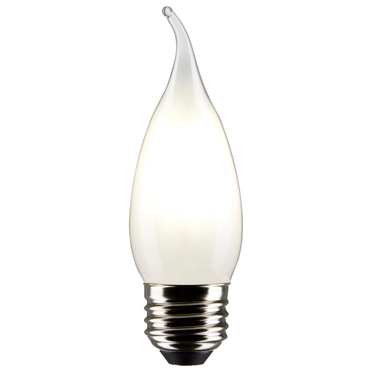 (4-Pack) Satco S21311 3W LED CA10 Candle Bulb, E26 Base, 2700K, 250 Lumens, Frost