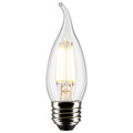 (4-Pack) Satco S21313 4W LED CA10 Candle Bulb, E26 Base, 3000K, 350 Lumens, Clear