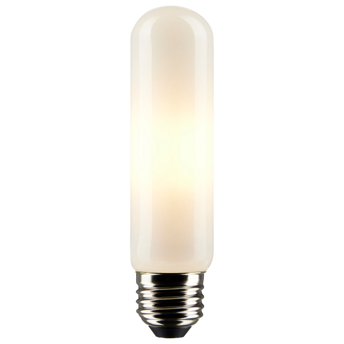 (4-Pack) Satco S21352 8W LED T10 Tubular Bulb, E26 Base, 2700K, 720 Lumens, Frost