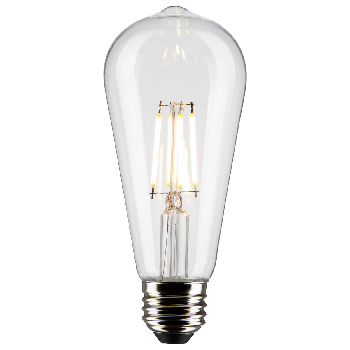 (4-Pack) Satco S21362 5W LED ST19 Edison Bulb, E26 Base, 4000K, 425 Lumens, Clear