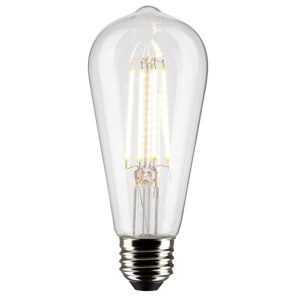 (4-Pack) Satco S21363 8W LED ST19 Edison Bulb, E26 Base, 2700K, 800 Lumens, Clear