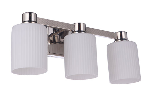 Bretton Three Light Vanity in Polished Nickel