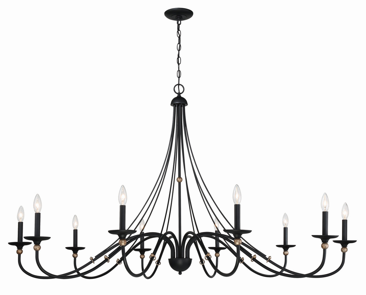 Westchester County Ten Light Chandelier in Sand Coal w/Skyline Gold Leaf