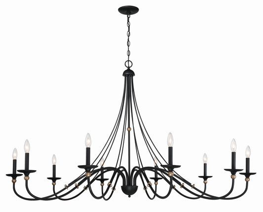 Westchester County Ten Light Chandelier in Sand Coal w/Skyline Gold Leaf