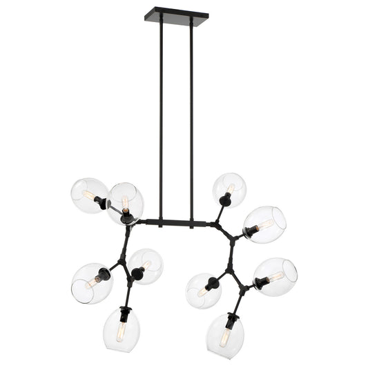 Nexpo Ten Light Chandelier in Coal Black