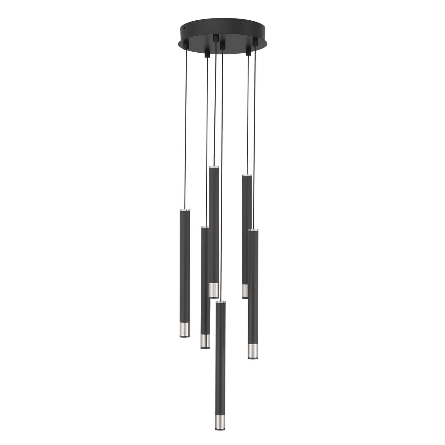 Wand LED Pendant in Brushed Nickel and Coal Highlights