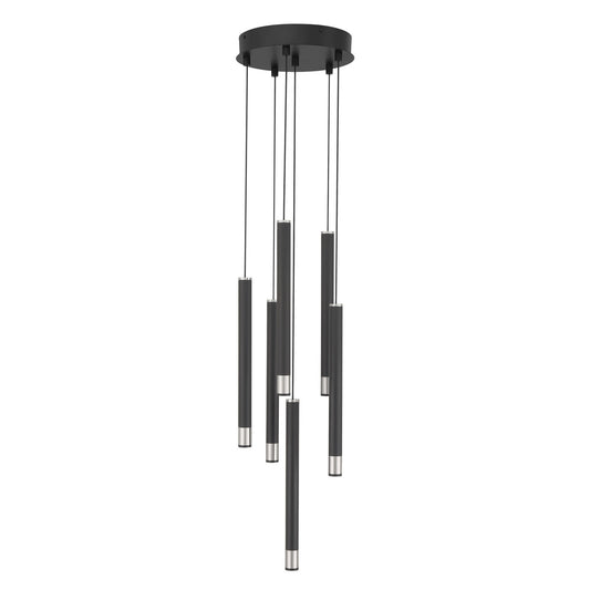Wand LED Pendant in Brushed Nickel and Coal Highlights