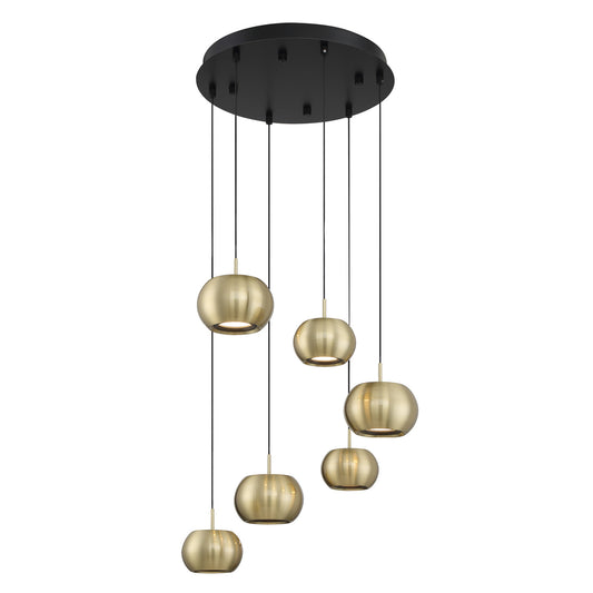 Halo LED Pendant in Coal And Brushed Gold