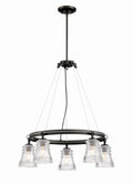 Graham Avenue Five Light Chandelier in Smoked Iron And Brushed Nickel
