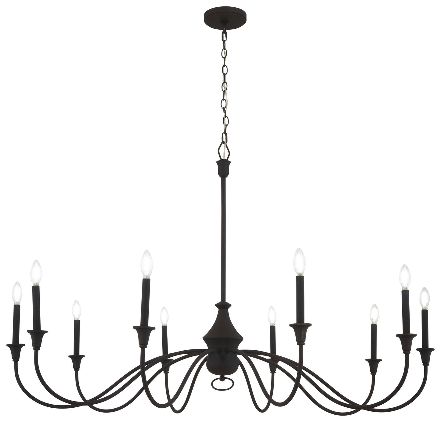 Halifax County Ten Light Chandelier in Textured Black