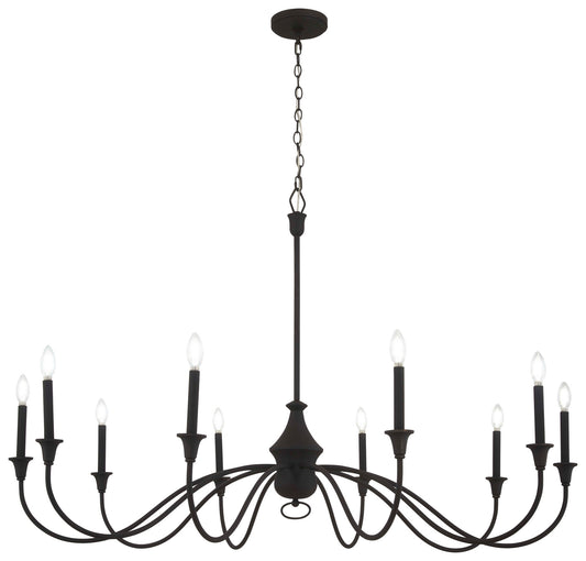 Halifax County Ten Light Chandelier in Textured Black