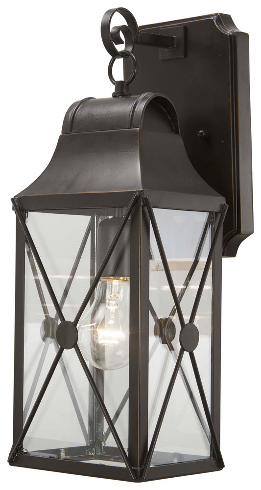 De Luz One Light Outdoor Wall Mount in Oil Rubbed Bronze w/Gold Highlights