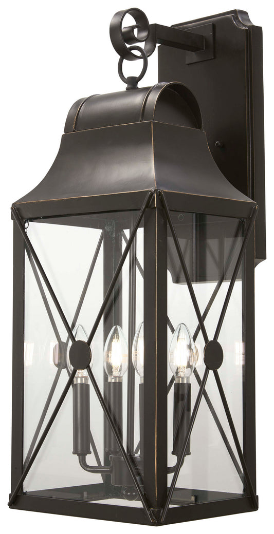 De Luz Four Light Outdoor Wall Mount in Oil Rubbed Bronze w/Gold Highlights