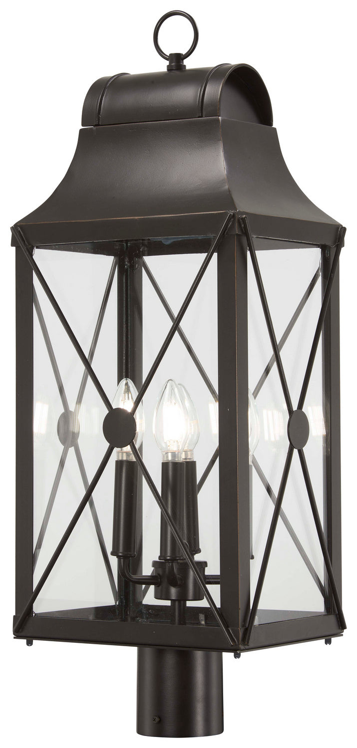 De Luz Four Light Outdoor Post Mount in Oil Rubbed Bronze w/Gold Highlights
