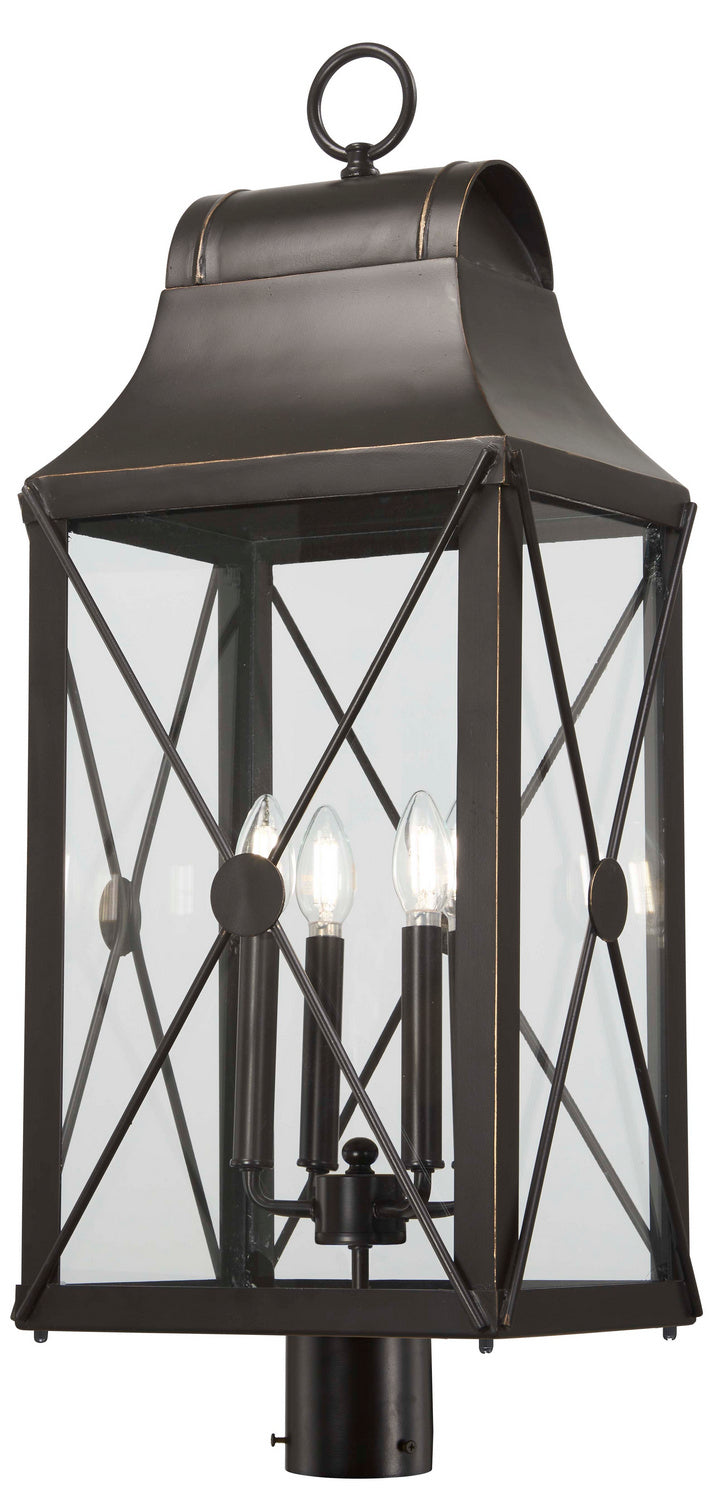 De Luz Four Light Outdoor Post Mount in Oil Rubbed Bronze w/Gold Highlights