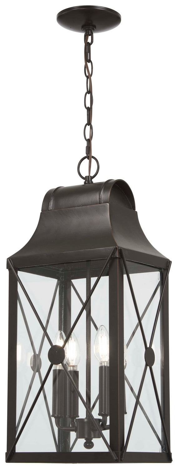 De Luz Four Light Outdoor Chain Hung in Oil Rubbed Bronze w/Gold Highlights