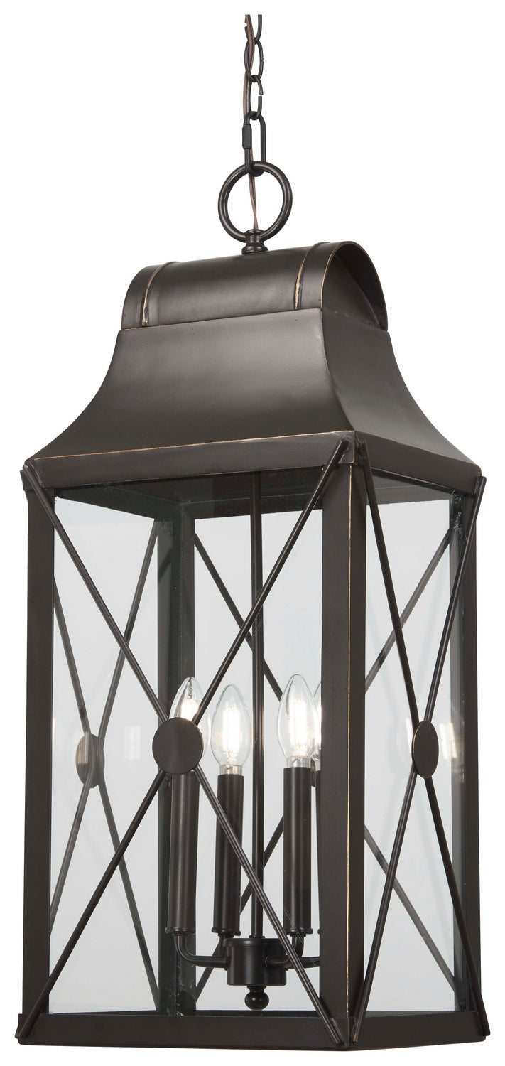 De Luz Four Light Outdoor Chain Hung in Oil Rubbed Bronze w/Gold Highlights