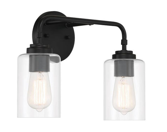 Stowe Two Light Vanity in Flat Black