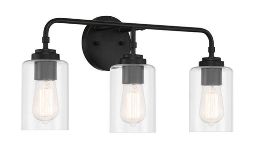 Stowe Three Light Vanity in Flat Black