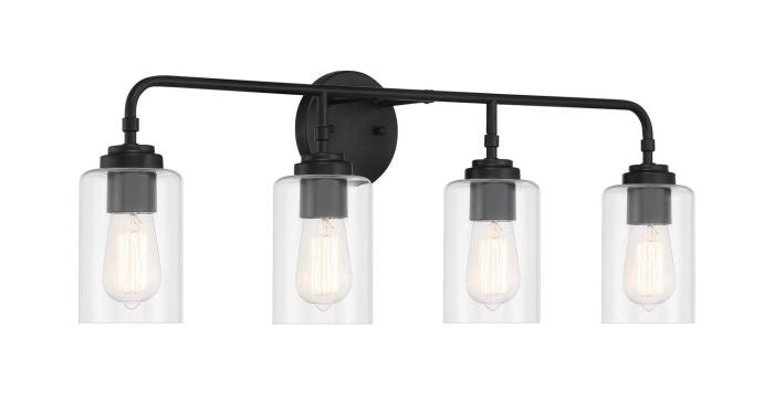Stowe Four Light Vanity in Flat Black