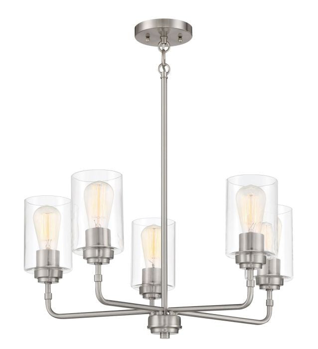Stowe Five Light Chandelier in Brushed Polished Nickel