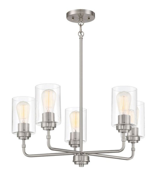 Stowe Five Light Chandelier in Brushed Polished Nickel