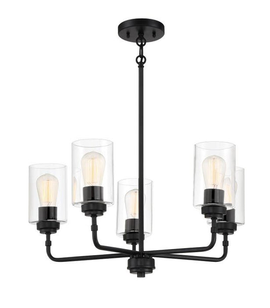 Stowe Five Light Chandelier in Flat Black