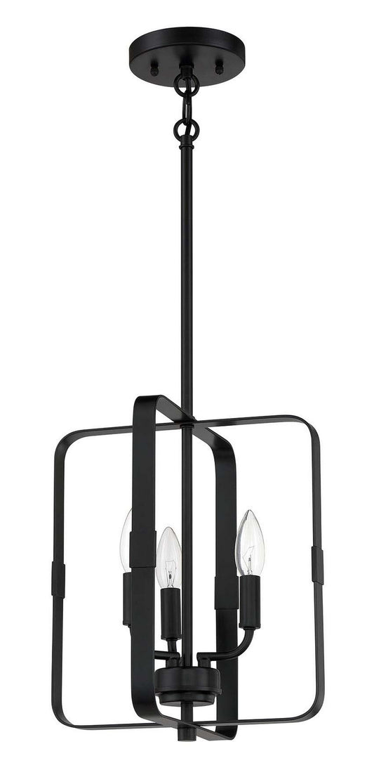 Stowe Three Light Foyer Pendant in Flat Black