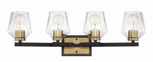 Avante Grand Four Light Vanity in Flat Black/Satin Brass