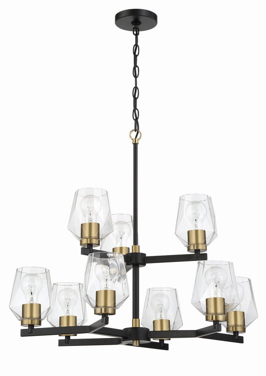 Avante Grand Nine Light Chandelier in Flat Black/Satin Brass