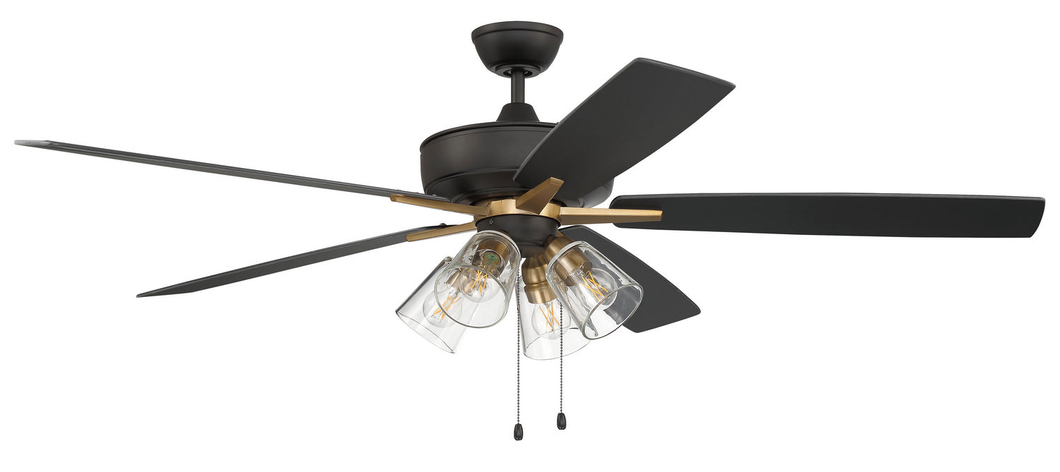 Craftmade - S104FBSB5-60BWNFB - 60" Ceiling Fan - Super Pro 104 - Flat Black/Satin Brass