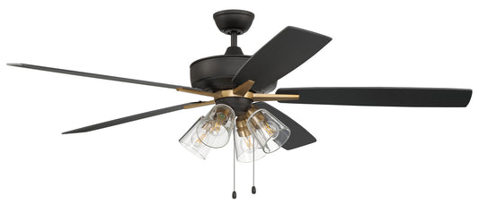 Craftmade - S104FBSB5-60BWNFB - 60" Ceiling Fan - Super Pro 104 - Flat Black/Satin Brass