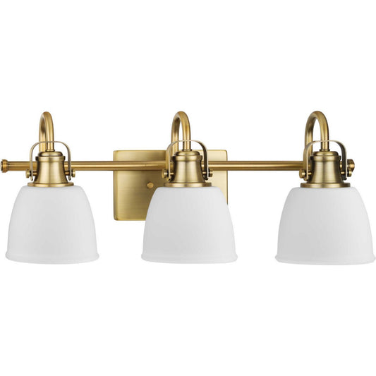 Preston Three Light Vanity in Vintage Brass