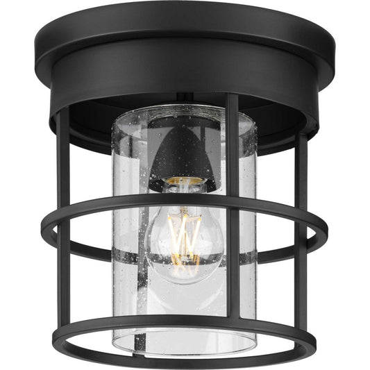 Burgess One Light Flush Mount in Matte Black