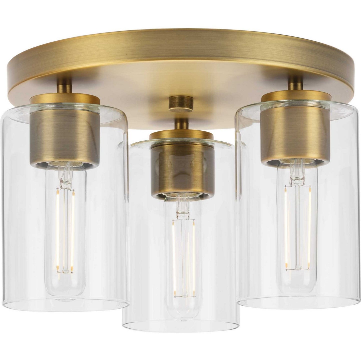 Cofield Three Light Flush Mount in Vintage Brass