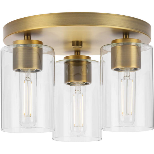 Cofield Three Light Flush Mount in Vintage Brass