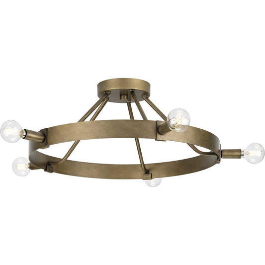 Breckenridge Five Light Semi Flush Mount in Aged Bronze