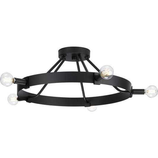 Breckenridge Five Light Semi Flush Mount in Matte Black