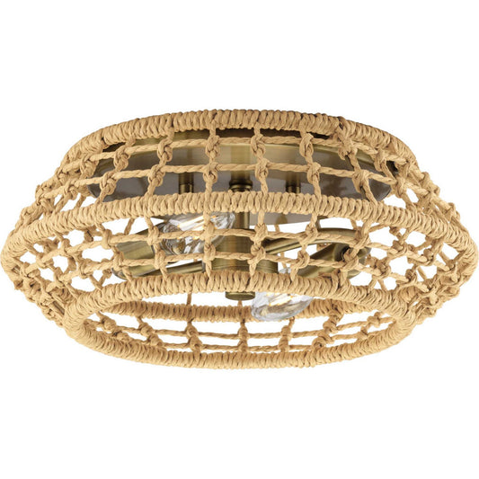 Laila Two Light Flush Mount in Vintage Brass