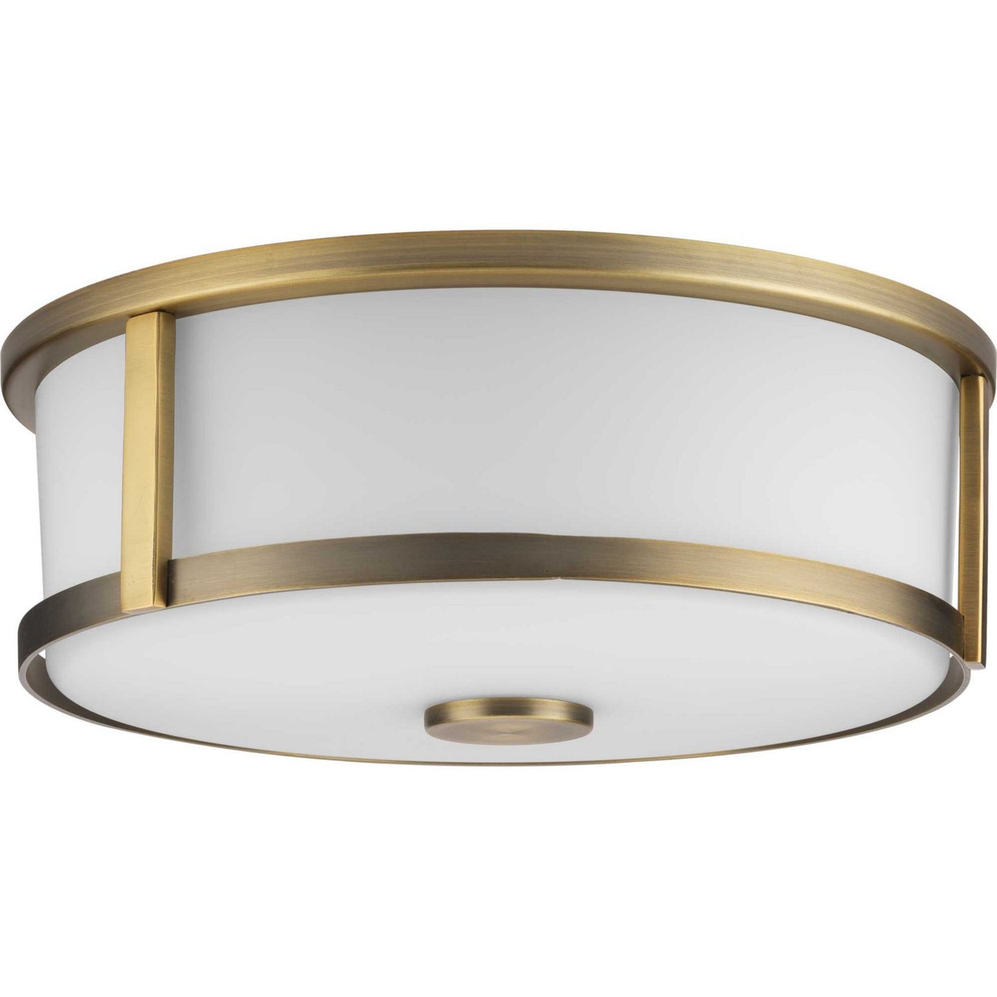 Gilliam Two Light Flush Mount in Vintage Brass
