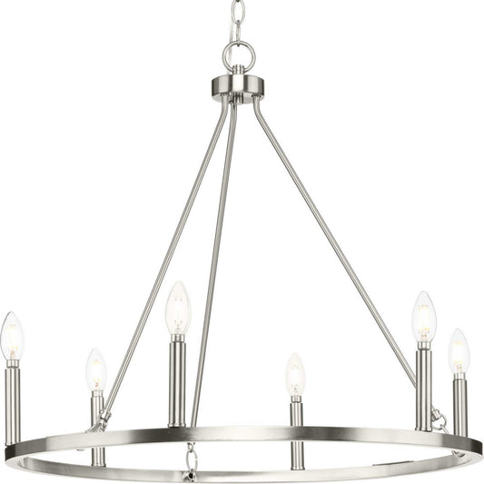Gilliam Six Light Chandelier in Brushed Nickel