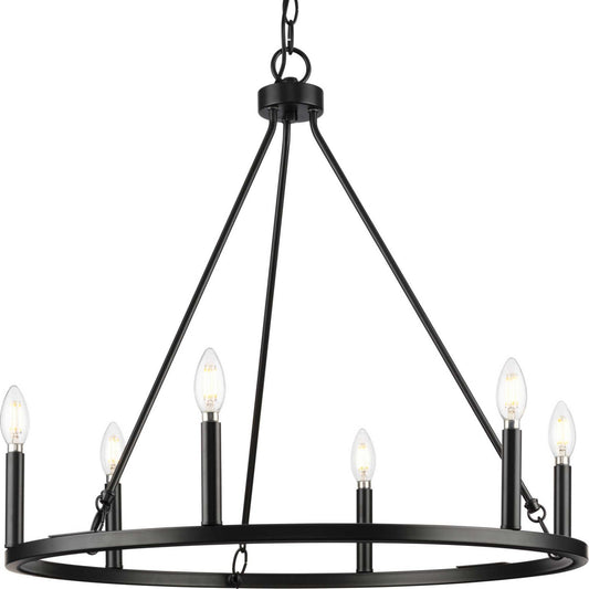 Gilliam Six Light Chandelier in Matte Black