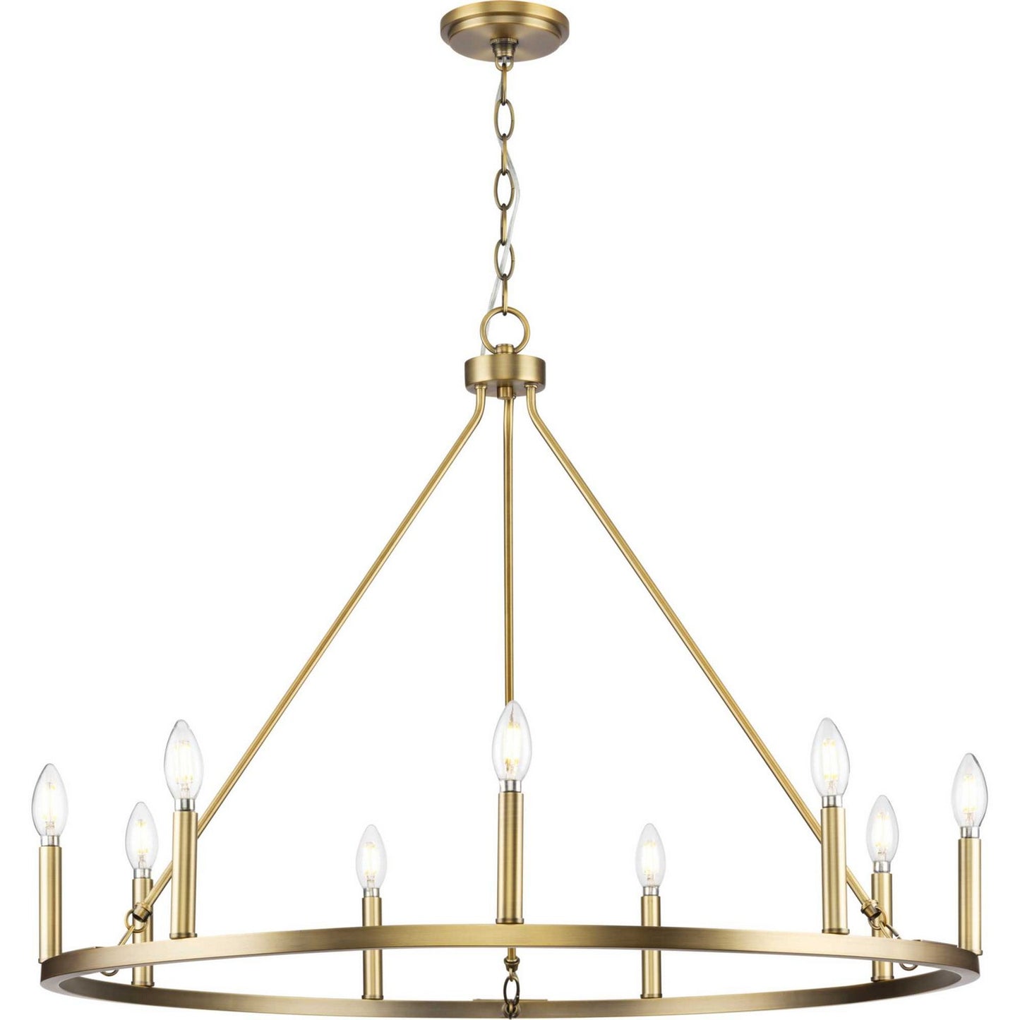 Gilliam Nine Light Chandelier in Vintage Brass