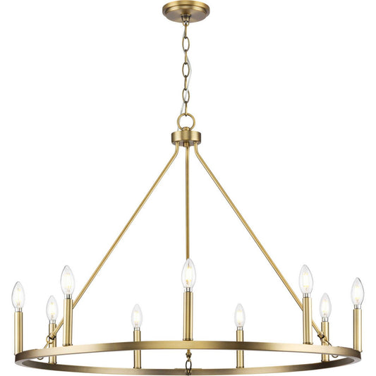 Gilliam Nine Light Chandelier in Vintage Brass