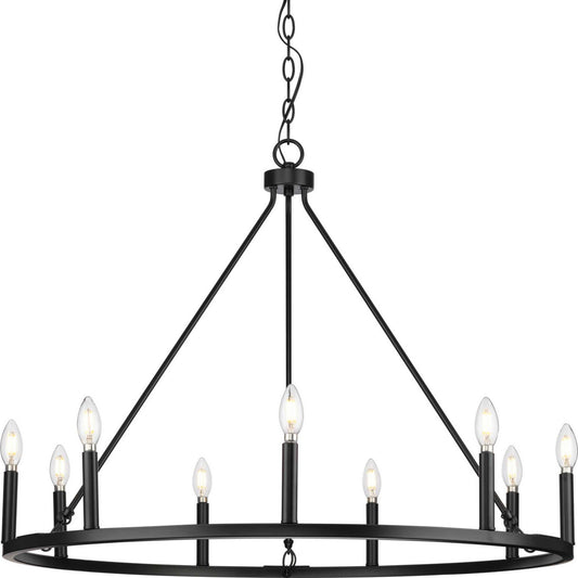 Gilliam Nine Light Chandelier in Matte Black