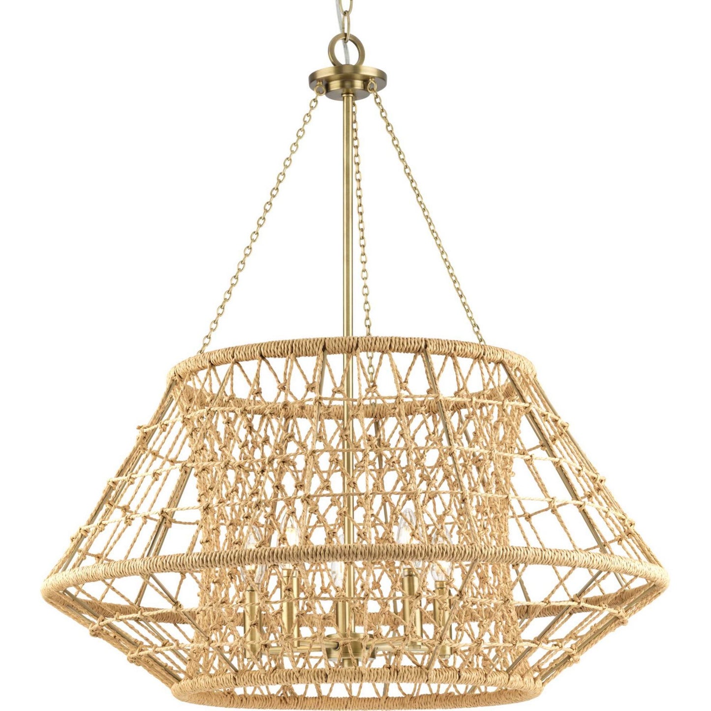Laila Five Light Chandelier in Vintage Brass