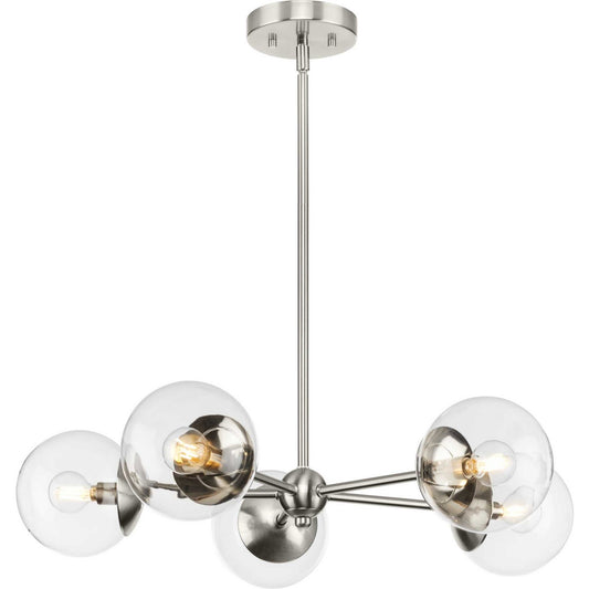 Atwell Five Light Chandelier in Brushed Nickel
