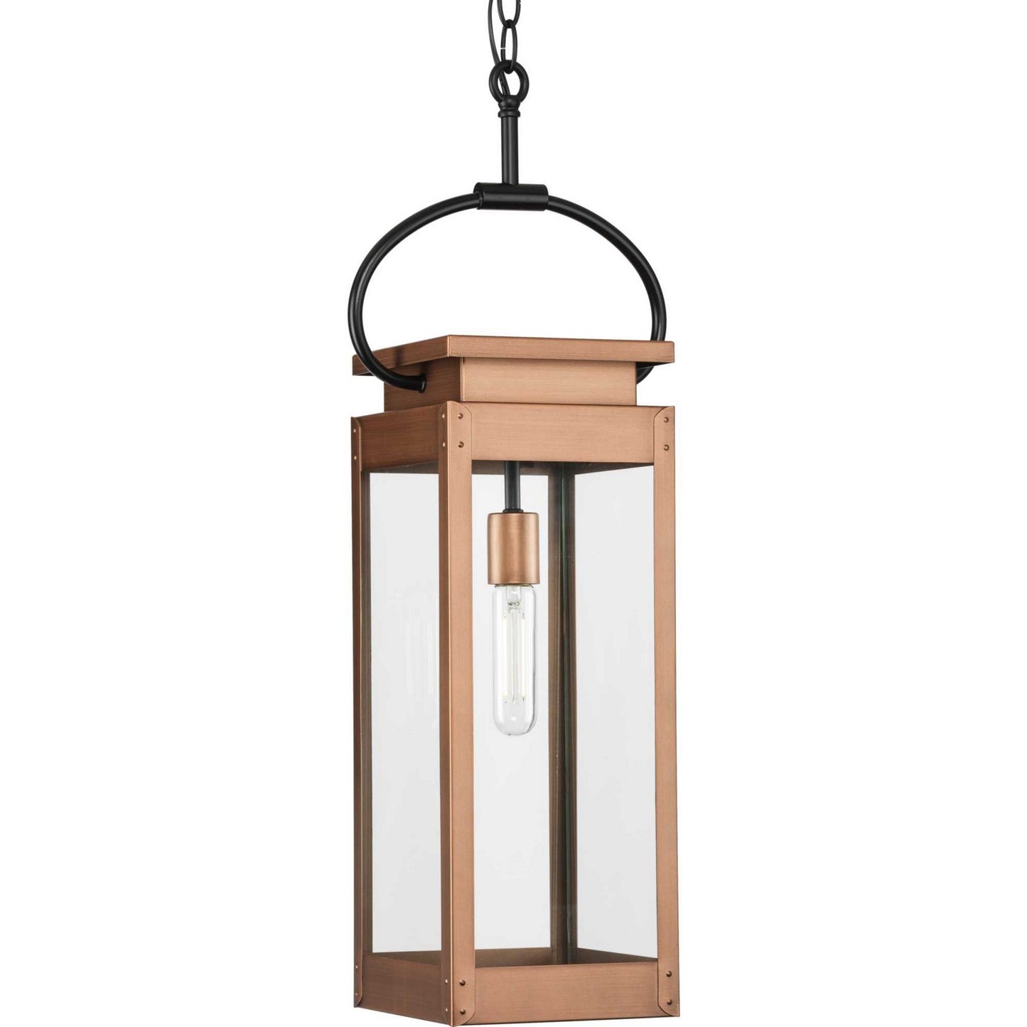 Union Square One Light Outdoor Hanging Wall Lantern in Antique Copper